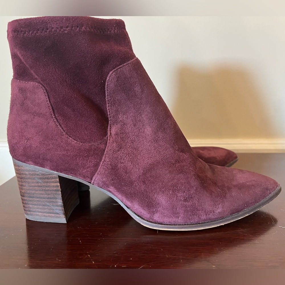 Sole Society Maroon Suede Ankle Booties 8.5